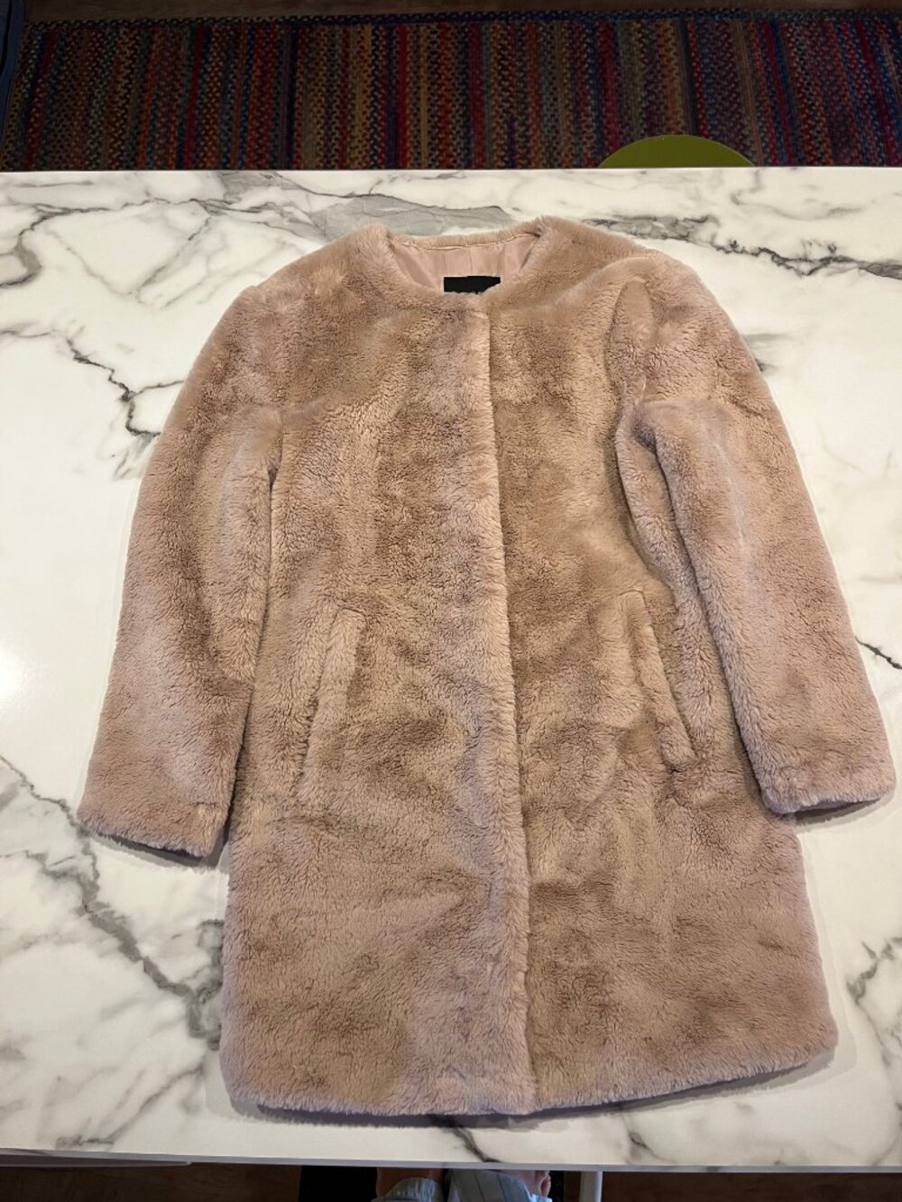 Sanctuary Plush Faux Fur Collarless Jacket Cozy Beige Cream - Size: XS - Picture 5 of 12